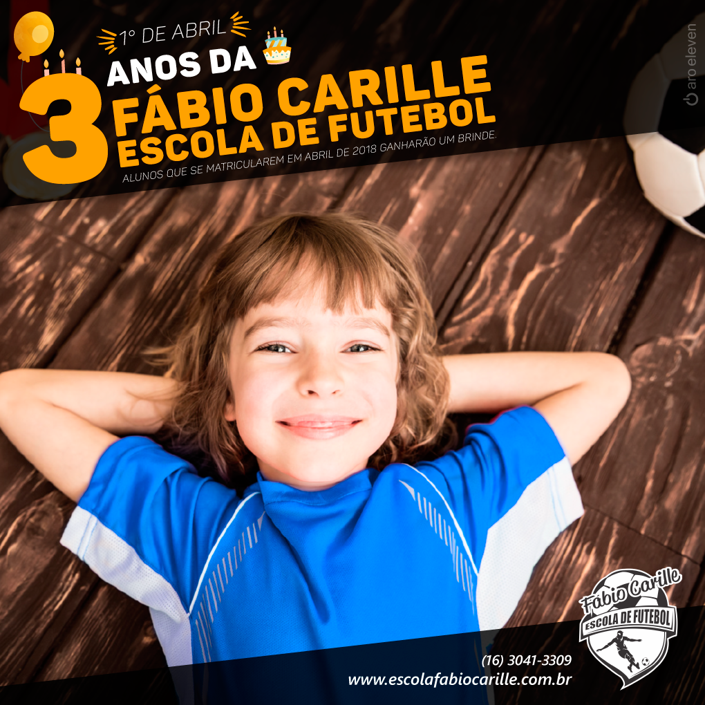 A Fábio Carille Escola de Futebol completa, no dia 1º de abril, três anos de atividades. 