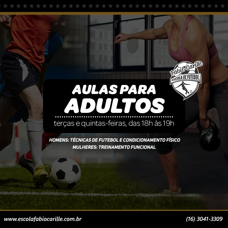 A Fábio Carille Escola de Futebol oferece aulas para adultos