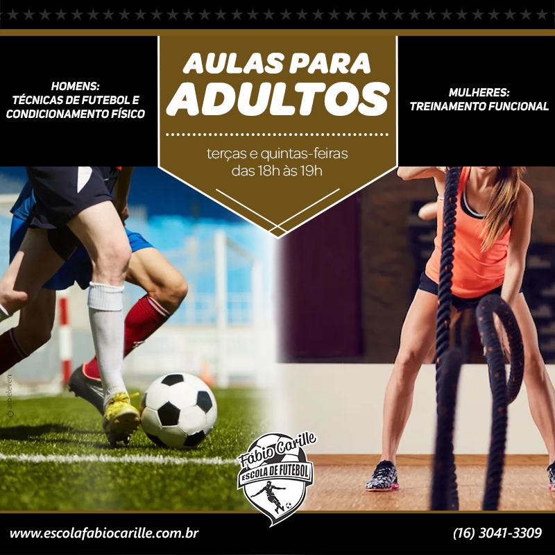 Na Fábio Carille Escola de Futebol também tem aula para adultos.