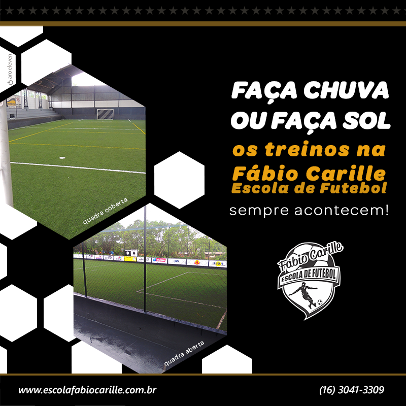 Faça chuva ou faça sol, os treinos na Fábio Carille Escola de Futebol sempre acontecem!