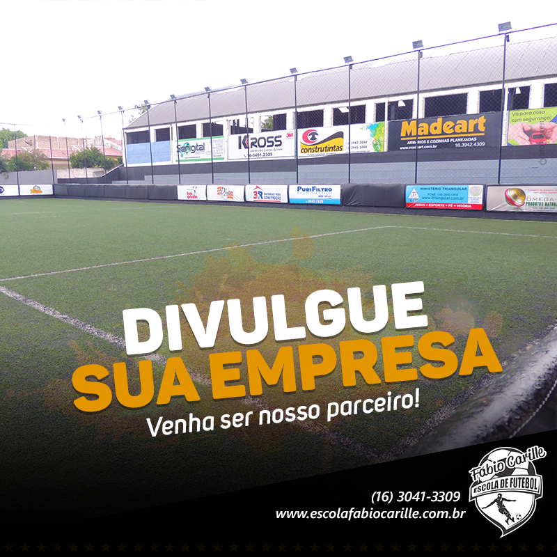 Coloque a marca da sua empresa na Fábio Carille Escola de Futebol e seja visto! Mais informações, 3041-3309.